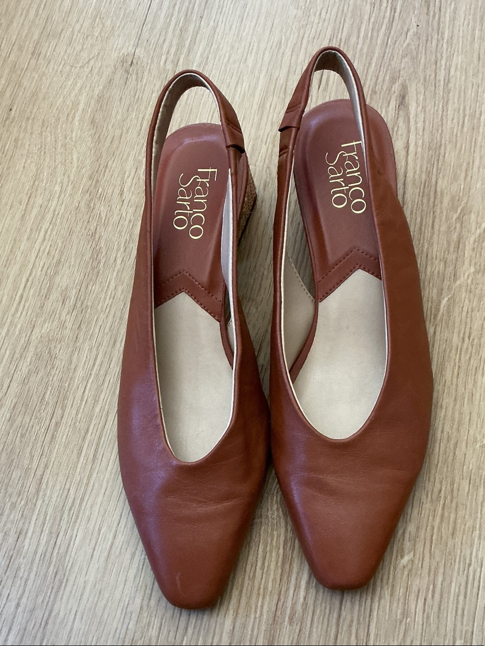 Franco Sarto Rust Brown Leather Slingback Flats